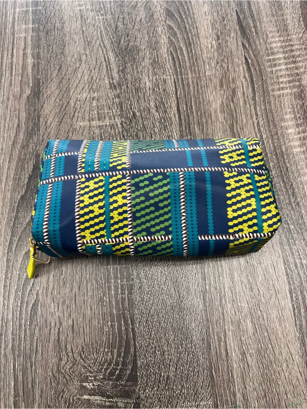 Sonia Kashuk Navy, Teal & Yellow Plaid Cosmetic Bag